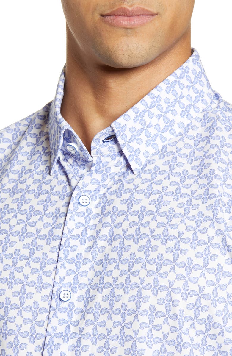 Mizzen+Main Mizzen + Main Leeward Trim Fit Paisley Short Sleeve Button-Up Performance Shirt, Alternate, color, 