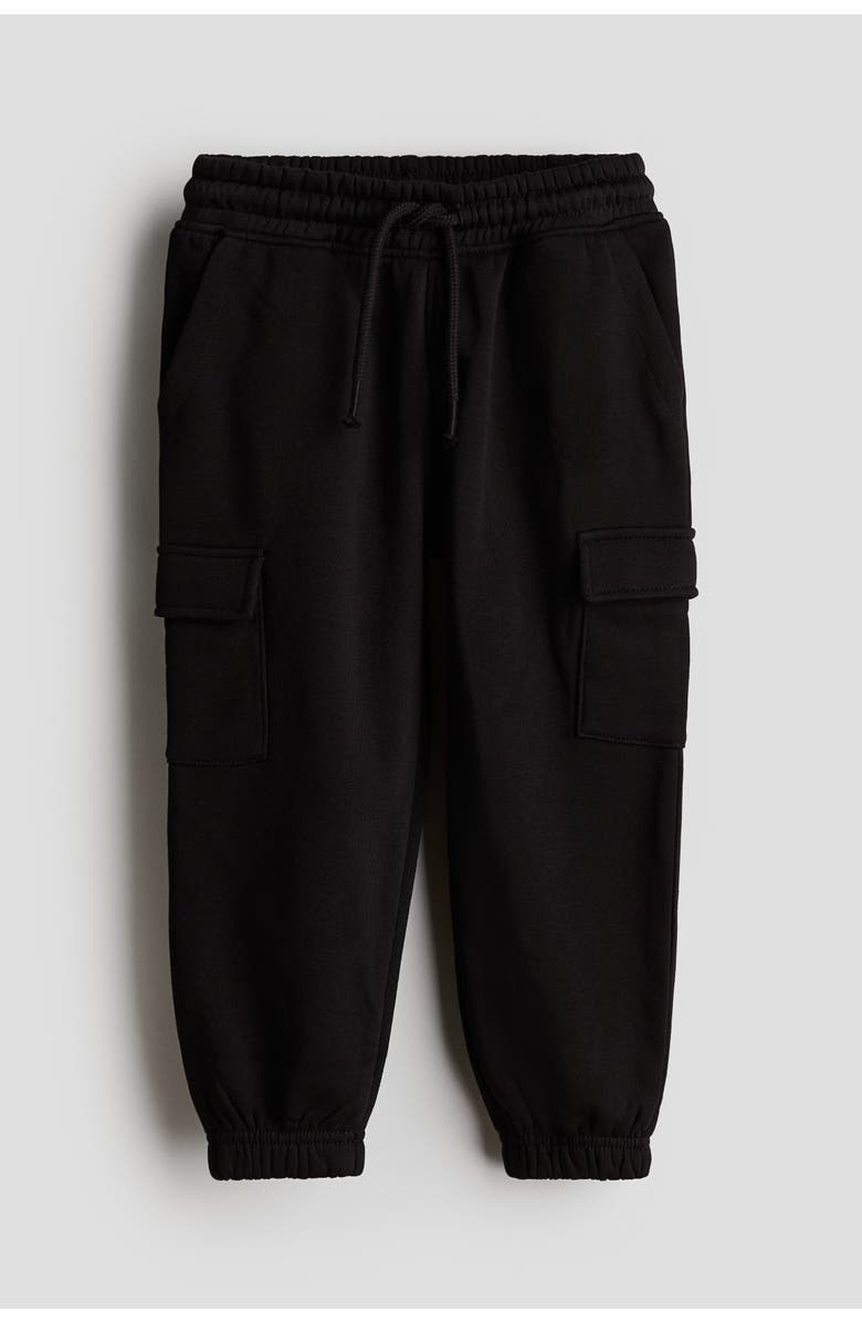 H&M Brushed-inside Cargo Joggers, Main, color, Black
