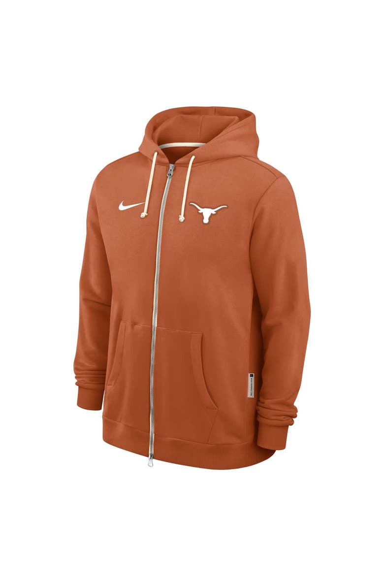 Men's Nike Burnt Orange Texas Longhorns 2025 Sideline Standard Issue Dri-FIT Full-Zip Hoodie, Alternate, color, Burnt Orange