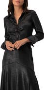 IVONNE Long Sleeve Faux Leather Shirt