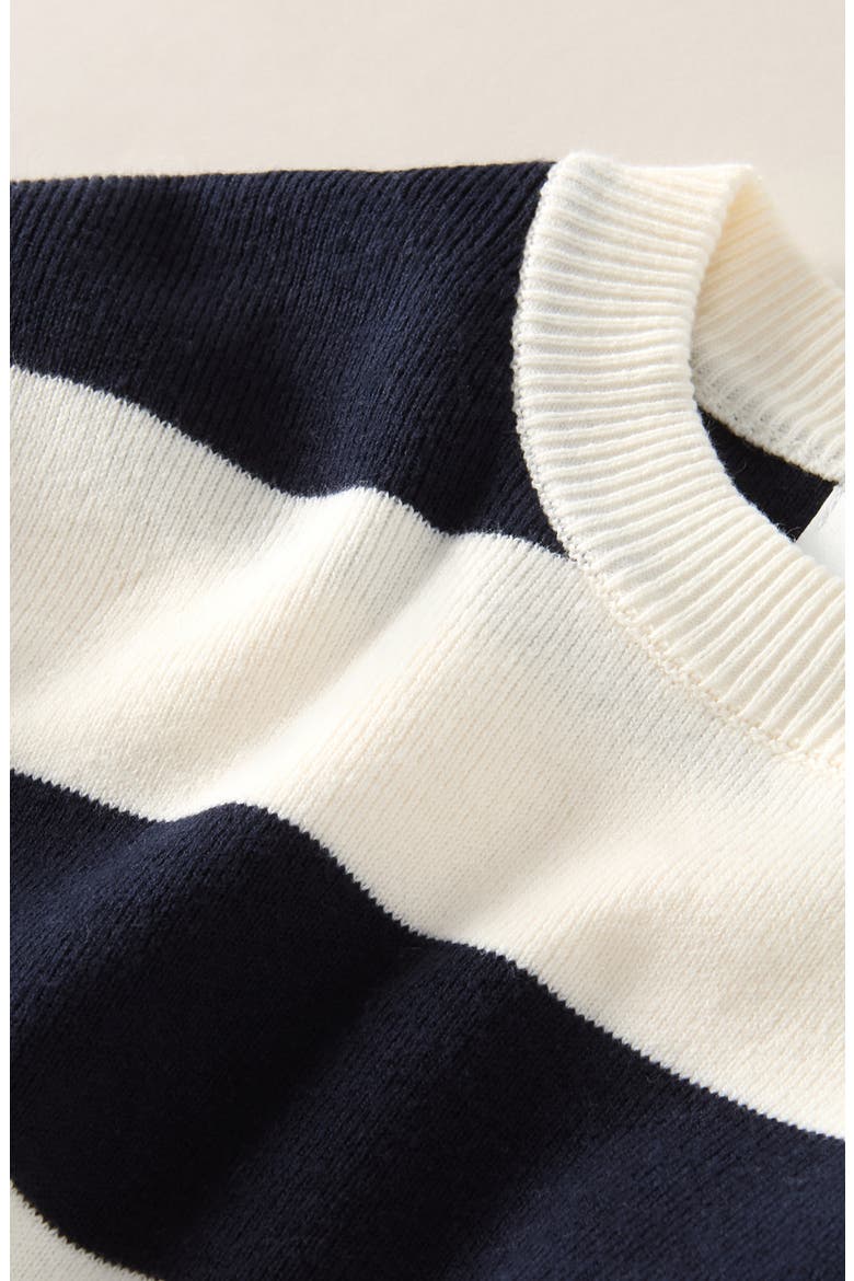 Kids' Crewneck Sweater, Alternate, color, NAVY -IVORY RUGBY STRIPE