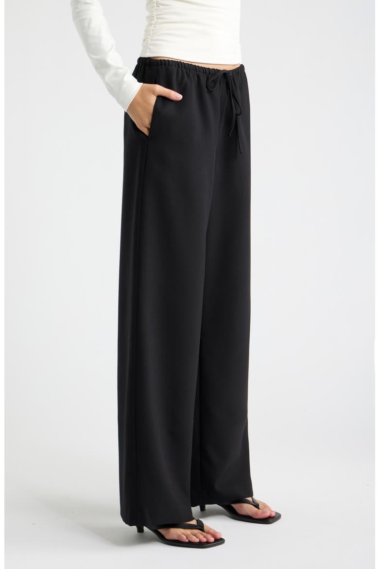 Icon Twill Pull-On Wide Leg Pants, Alternate, color, BLACK
