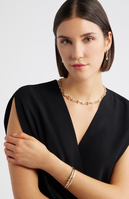 Nordstrom Cubic Zirconia Cluster Hinge Bangle In Gold