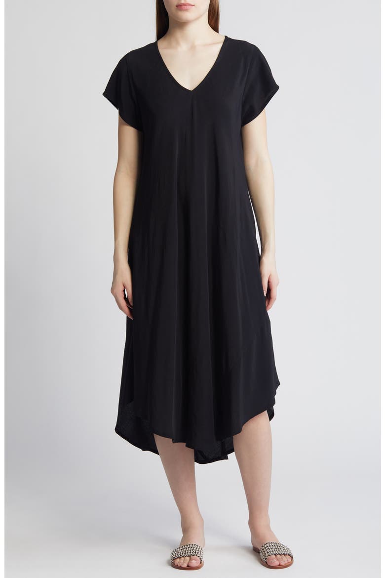 Nebili V-Neck Shift Dress, Main, color, BLACK