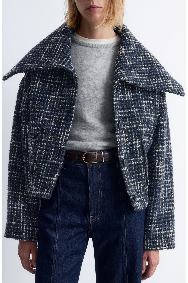 Crop Wool Blend Jacket, Main, color, BLACK DARK