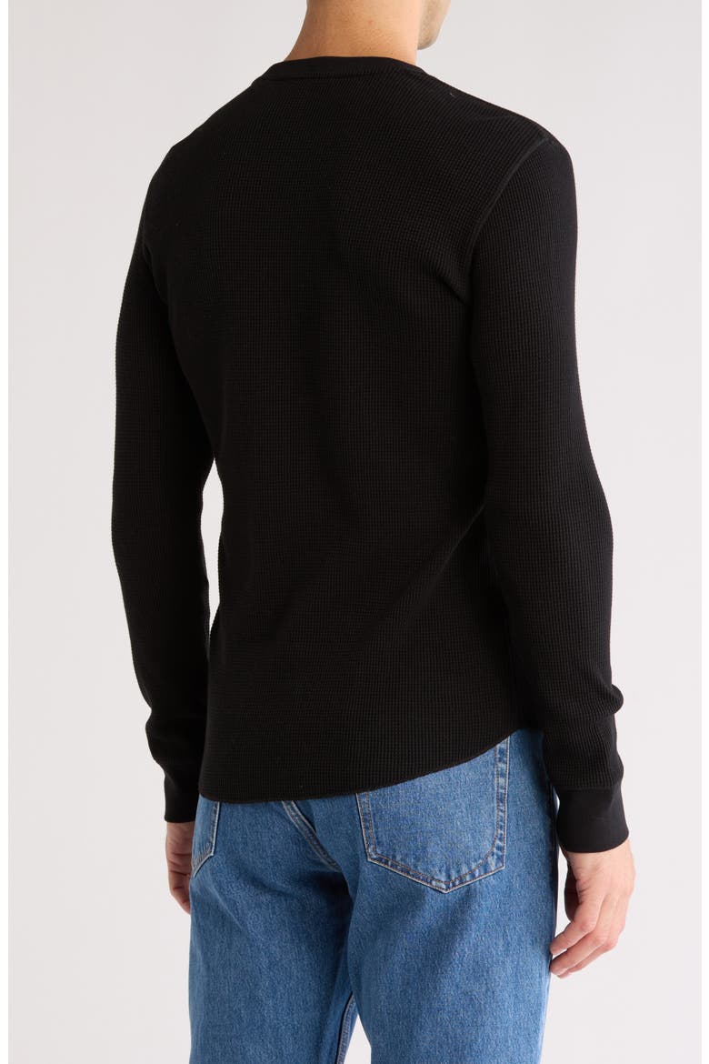 Crewneck Cotton Thermal Sweater, Alternate, color, BLACK