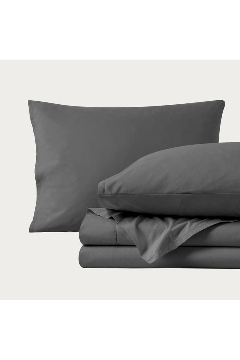 100% Organic Cotton Percale Sheet Set - Split King, Main, color, Grey