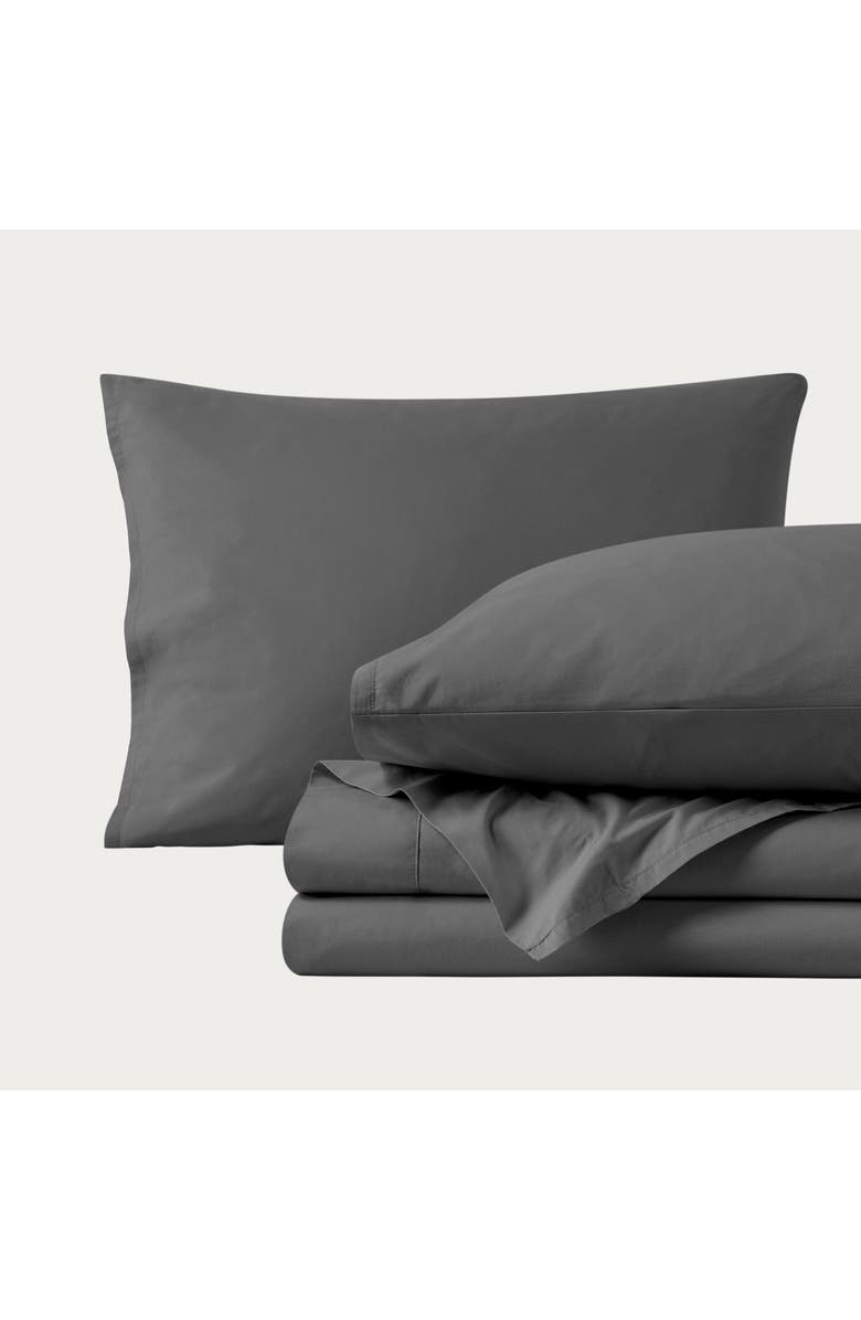 Bare Home 100% Organic Cotton Percale Cooling Sheet Set - Split King, Main, color, Grey