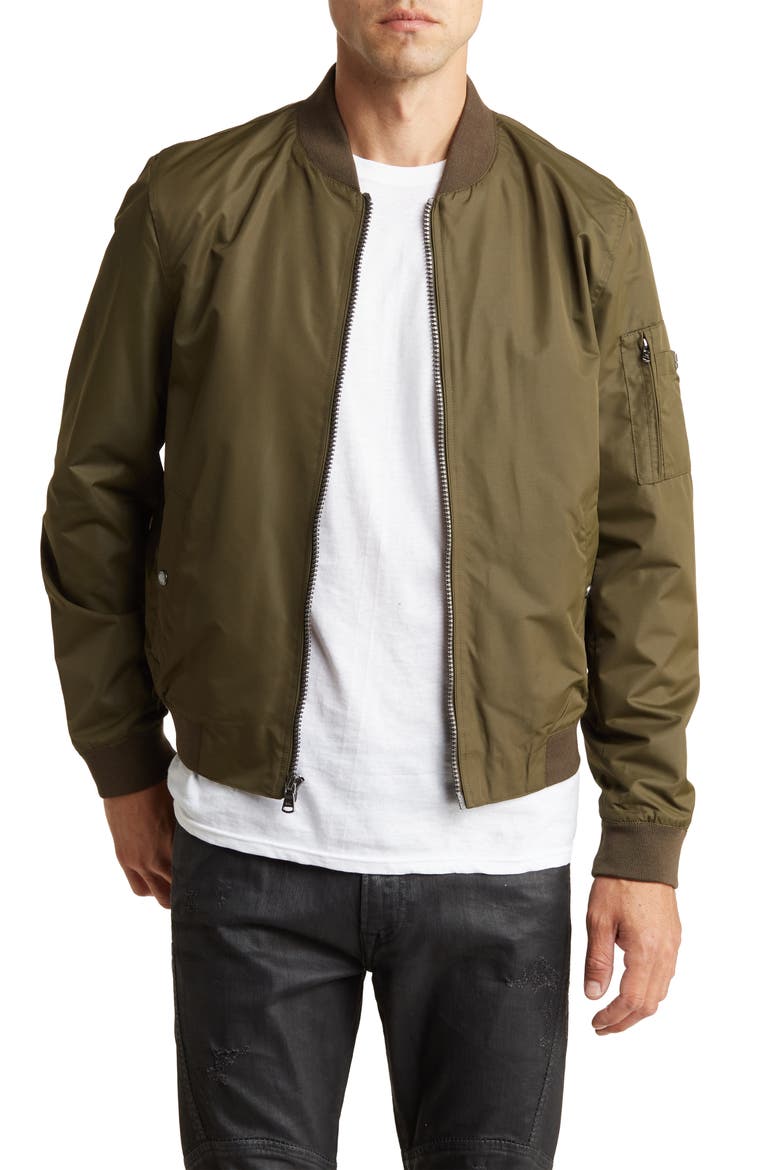 Alba Taslan Bomber Jacket, Main, color, OLIVE