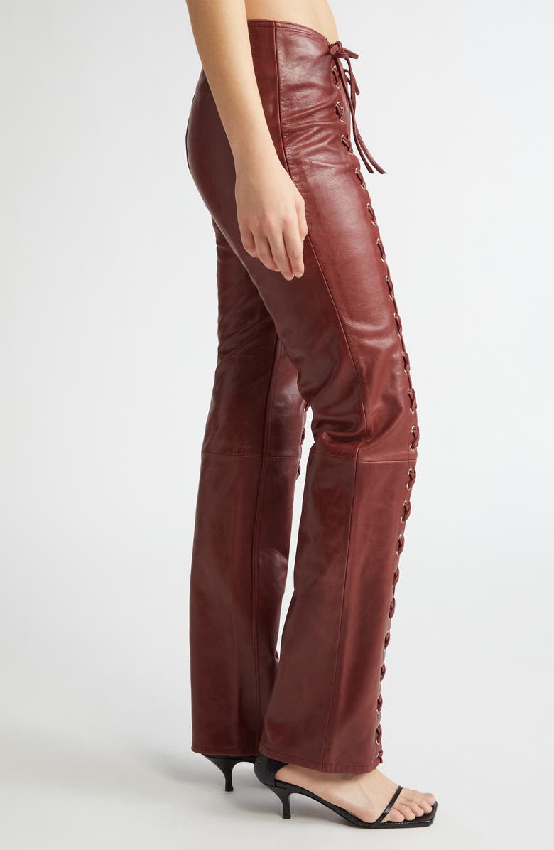 Saks Potts Christina Lace-Up Leather Pants, Alternate, color,
