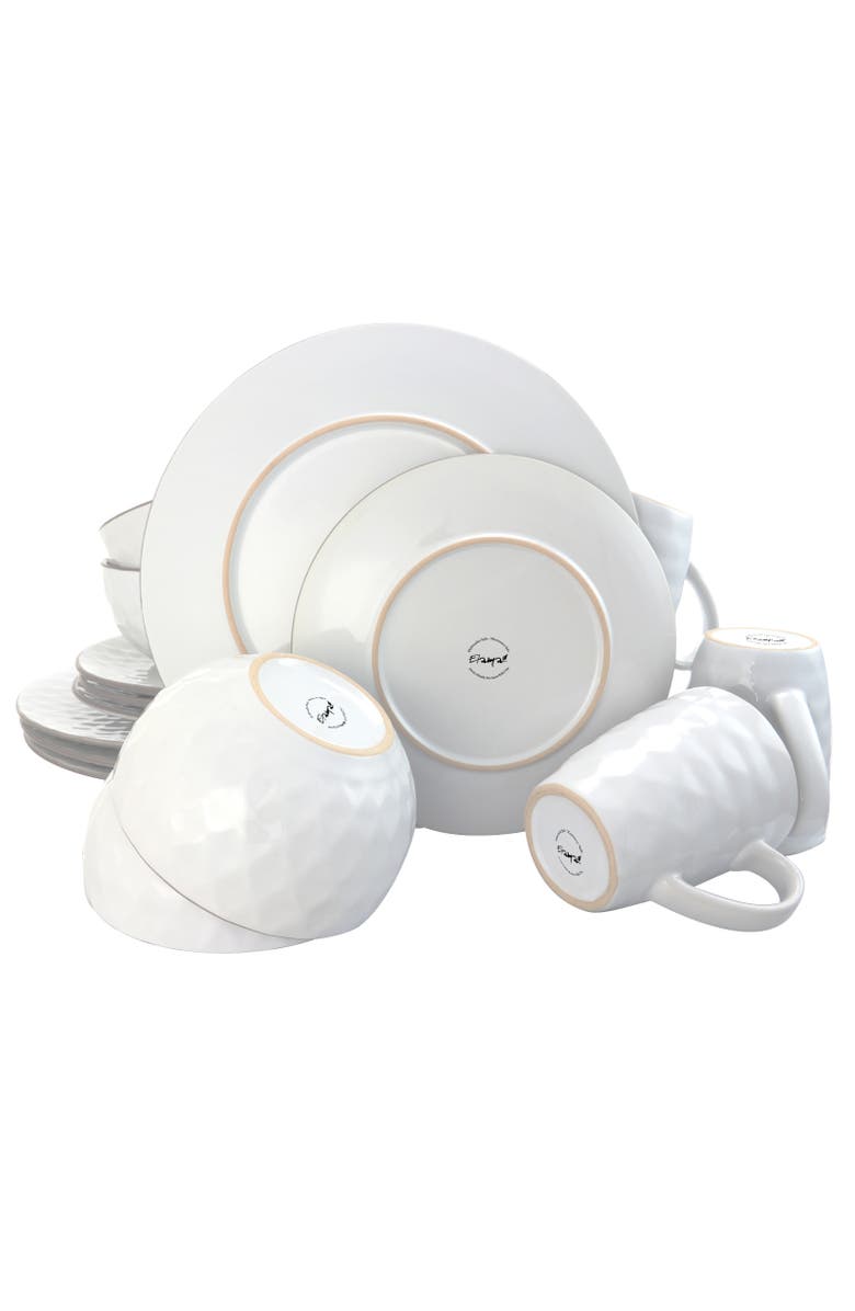 Elama Luxurious Medici Pearl 16 Piece Dinnerware Set with Setting for 4, Alternate, color, White