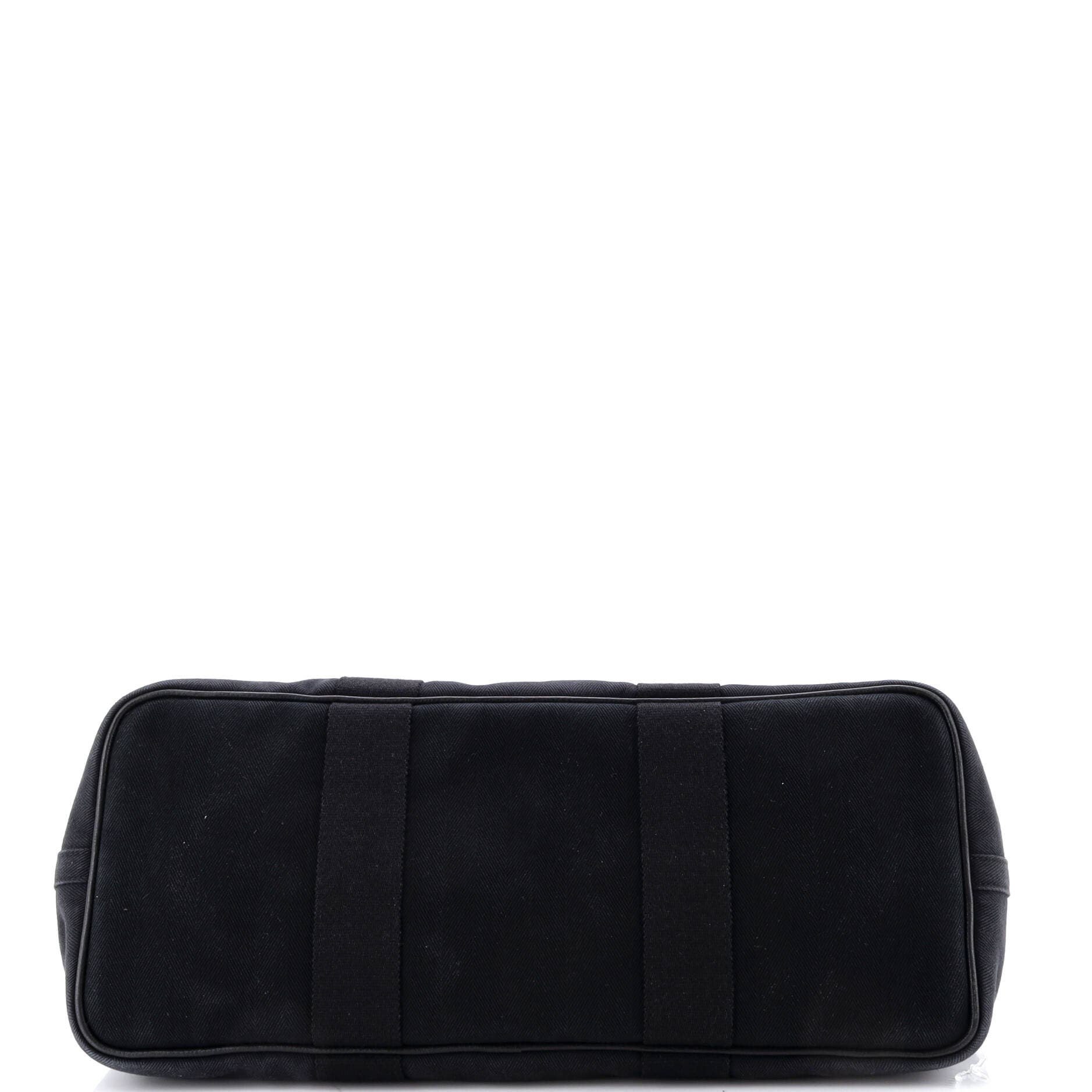 Pre-Owned Hermes Valparaiso Bag Toile and Leather MM, Alternate, color, Noir