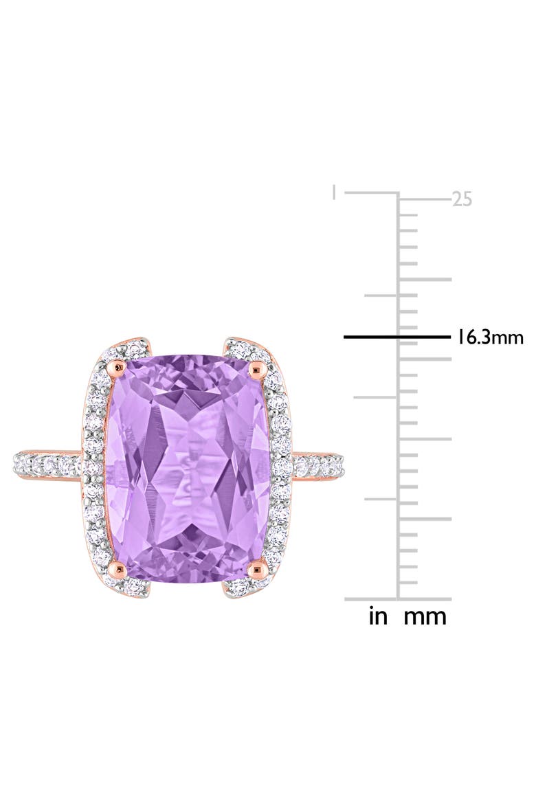 Cushion Cut Rose de France Amethyst & White Topaz Ring, Alternate, color, PURPLE