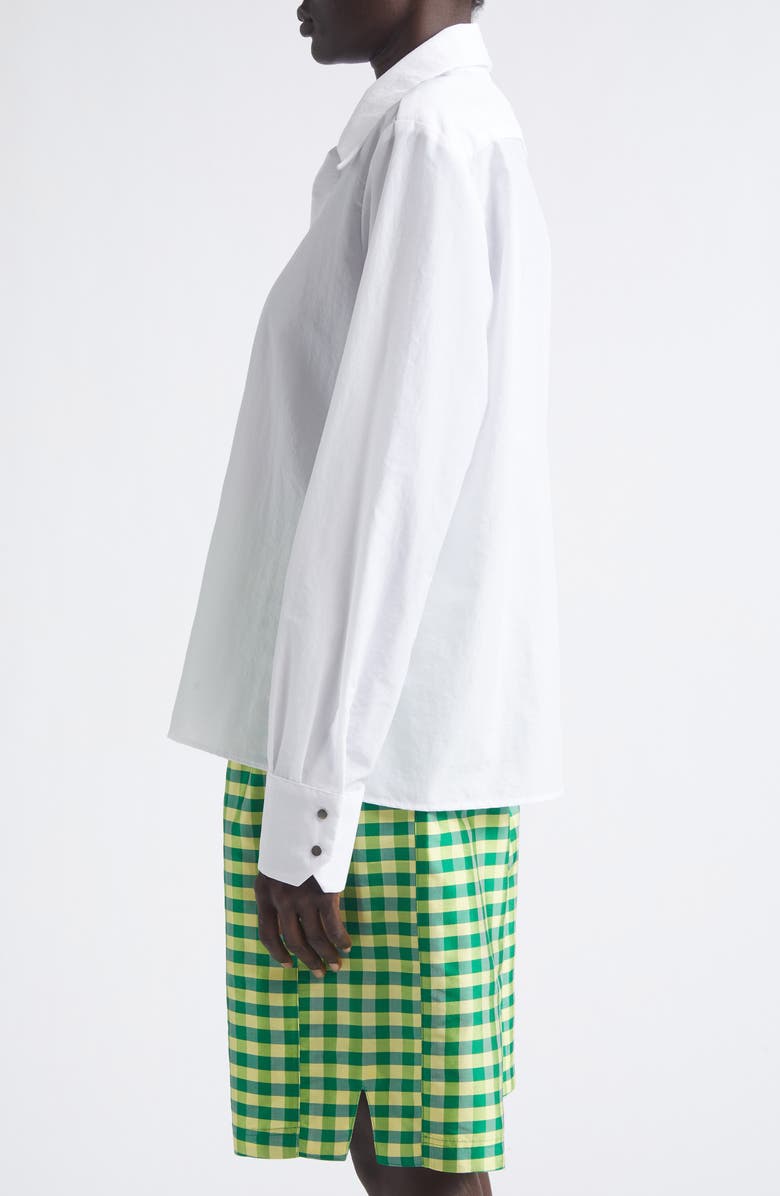 COMING OF AGE Nylon Blend Snap-Up Shirt, Alternate, color, White Nylon