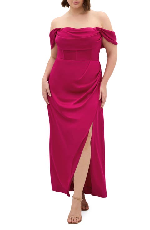 Forbidden Love Off the Shoulder Maxi Dress (Plus)