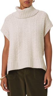 Splendid Rosalina Cable Stitch Short Sleeve Turtleneck Sweater