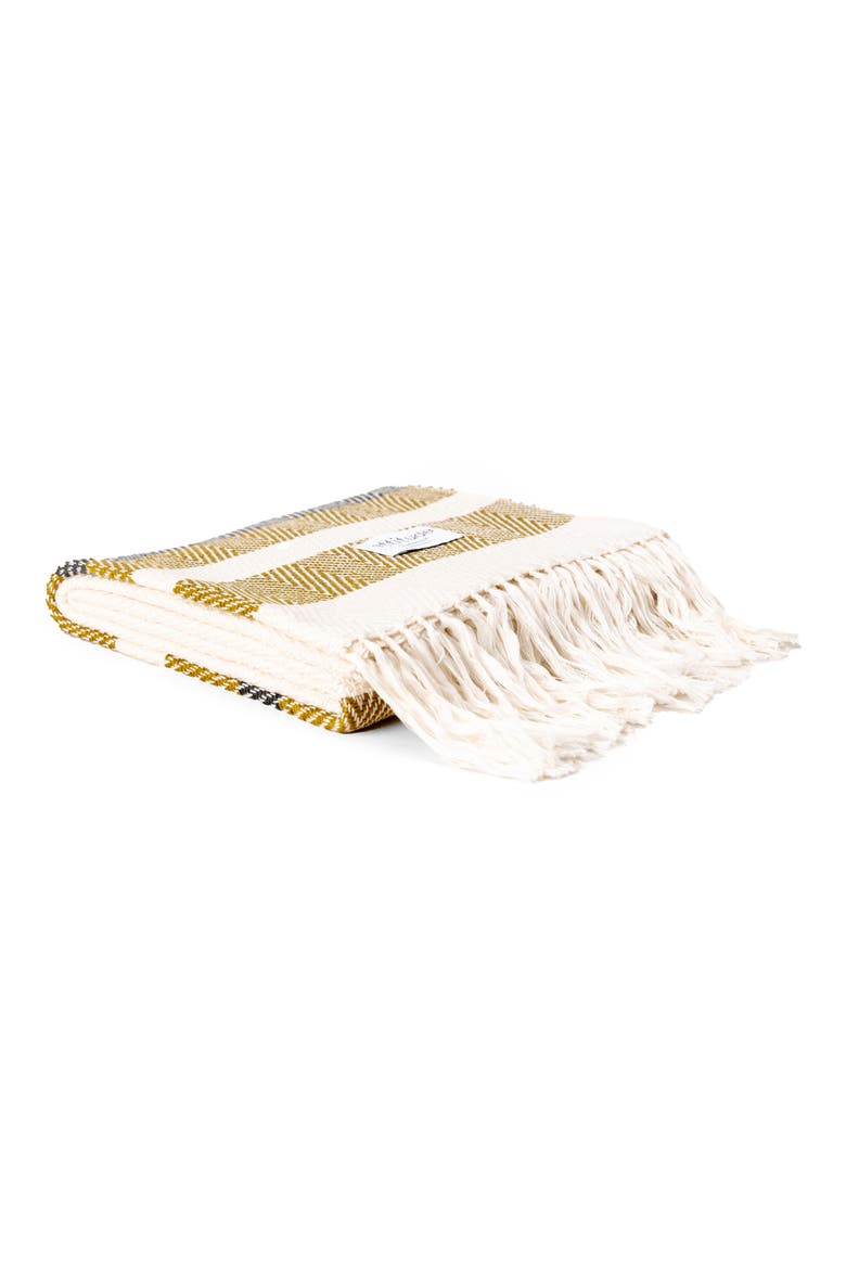 Hand Woven Stripe Throw Blanket, Main, color, NATURAL & BRASS