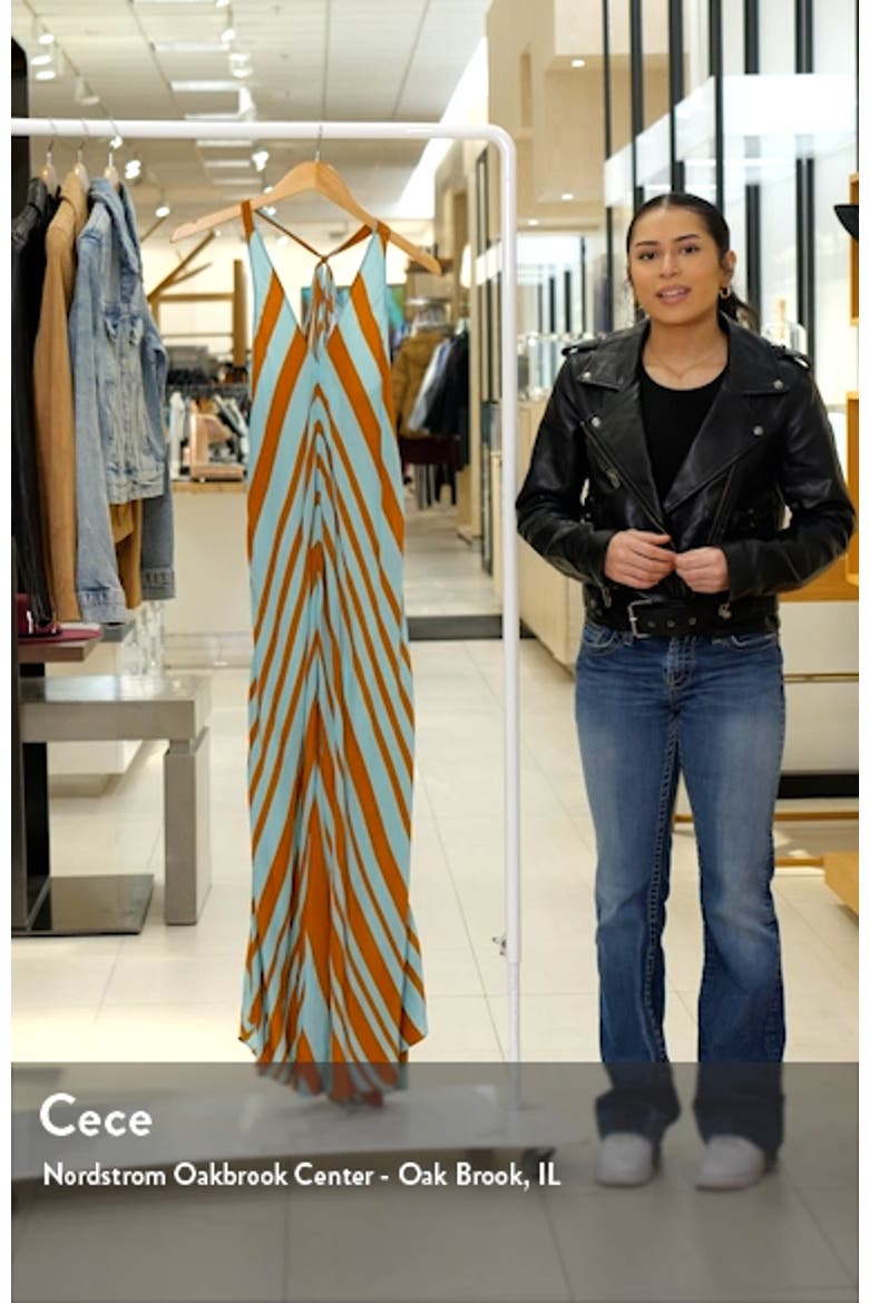 Chevron Print Satin Maxi Dress video