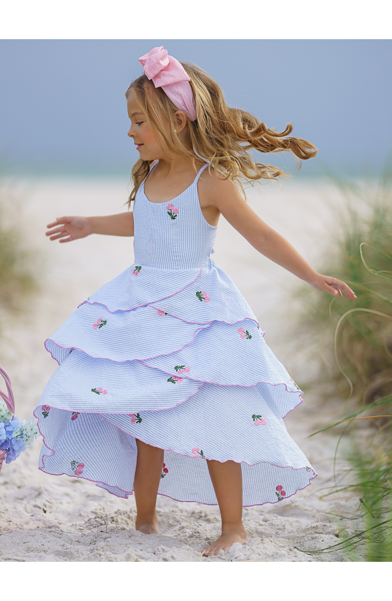 Mia Belle Girls Pretty Petal Southern Belle Tiered Dress, Alternate, color, Blue