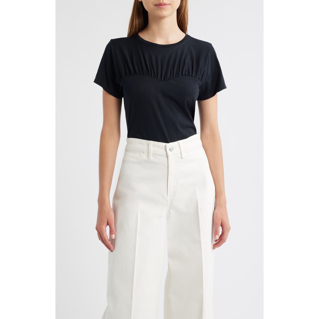 Rails Janis Gathered Sweetheart Organic Pima Cotton T-shirt In Black