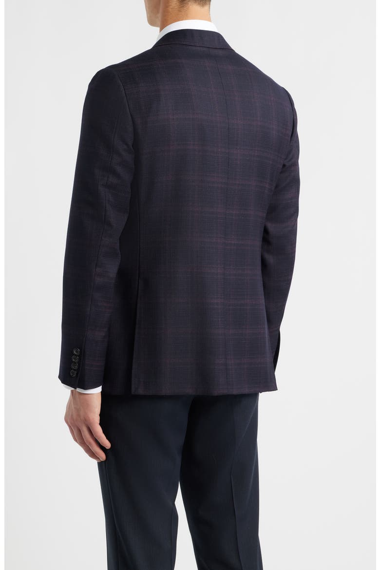 Kei Trim Fit Dark Red Plaid Super 130s Wool Sport Coat, Alternate, color, DARK REDs