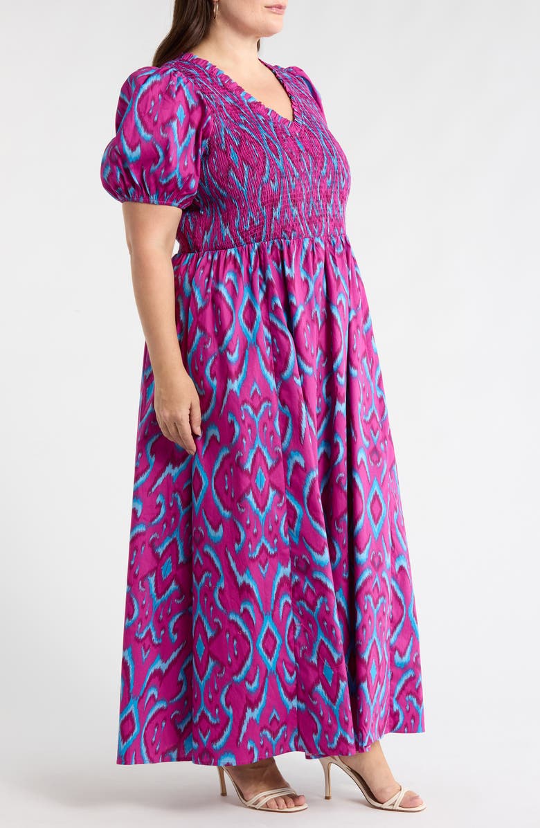 SUGARLIPS Ivani Abstract Brenty Smocked Maxi Dress, Alternate, color,