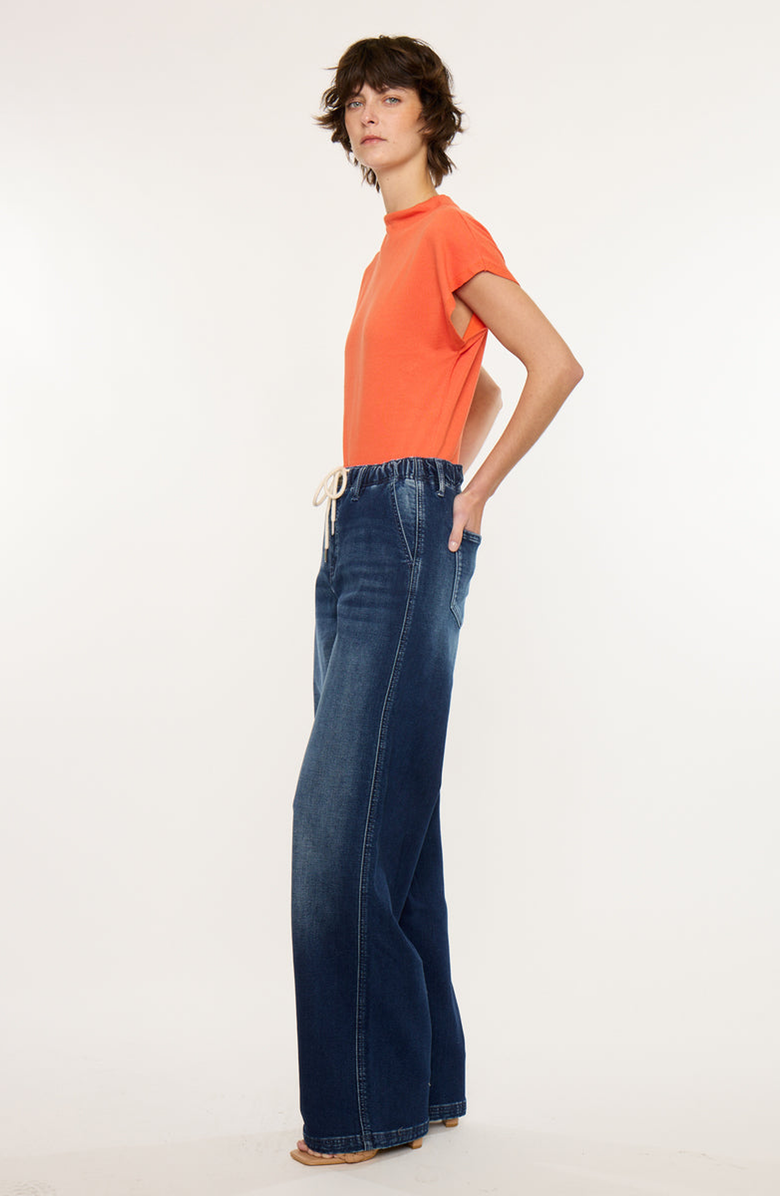 KanCan Quin Knit High Rise Wide Pants, Alternate, color, Dark Wash