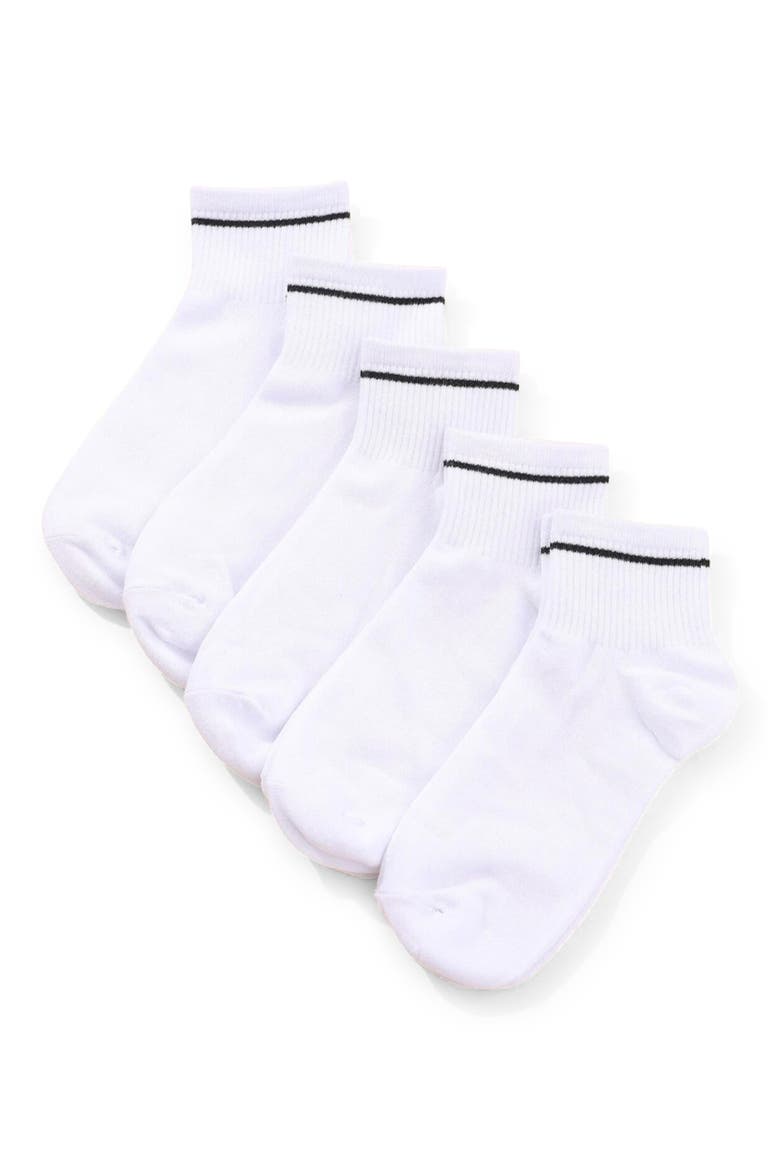 5-Pack Sport Ankle Socks, Main, color, WHITE
