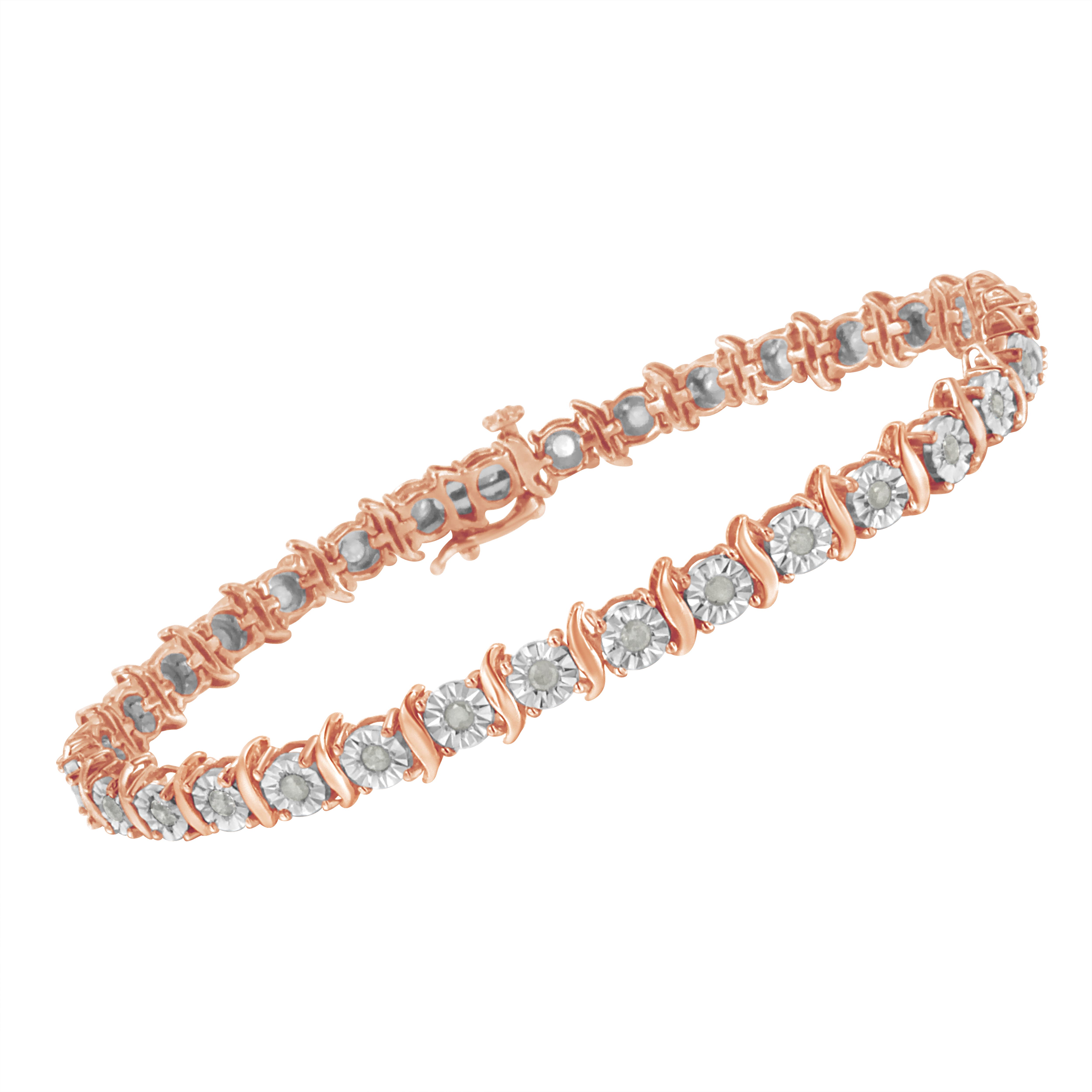 Женские аксессуары Haus of Brilliance Silver 1.0 Ctw Diamond S-Curve Link Miracle-Set Tennis Bracelet — фото 3