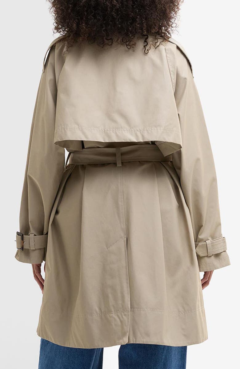 Barbour Maia Showerproof Cotton Blend Trench Coat, Alternate, color, Sand