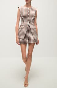 Veronica Beard Lois Gingham Seersucker Cutaway Vest