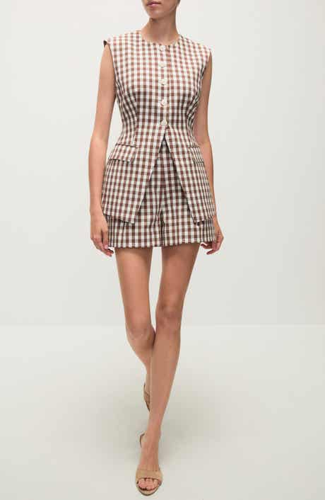 Veronica Beard Lois Gingham Seersucker Cutaway Vest
