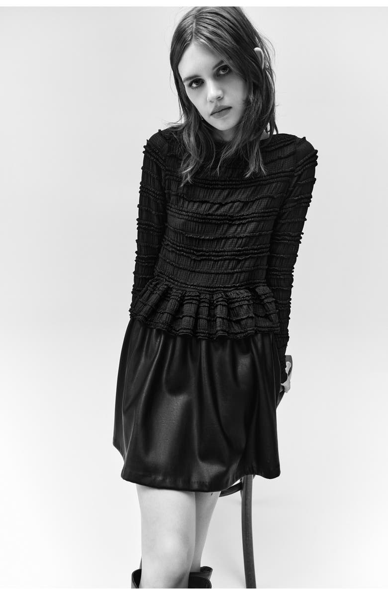 H&M Smocked Top, Alternate, color, Black