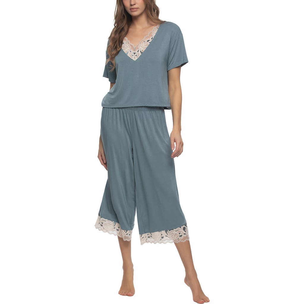 Felina Amelie Crop Pajamas In Blue