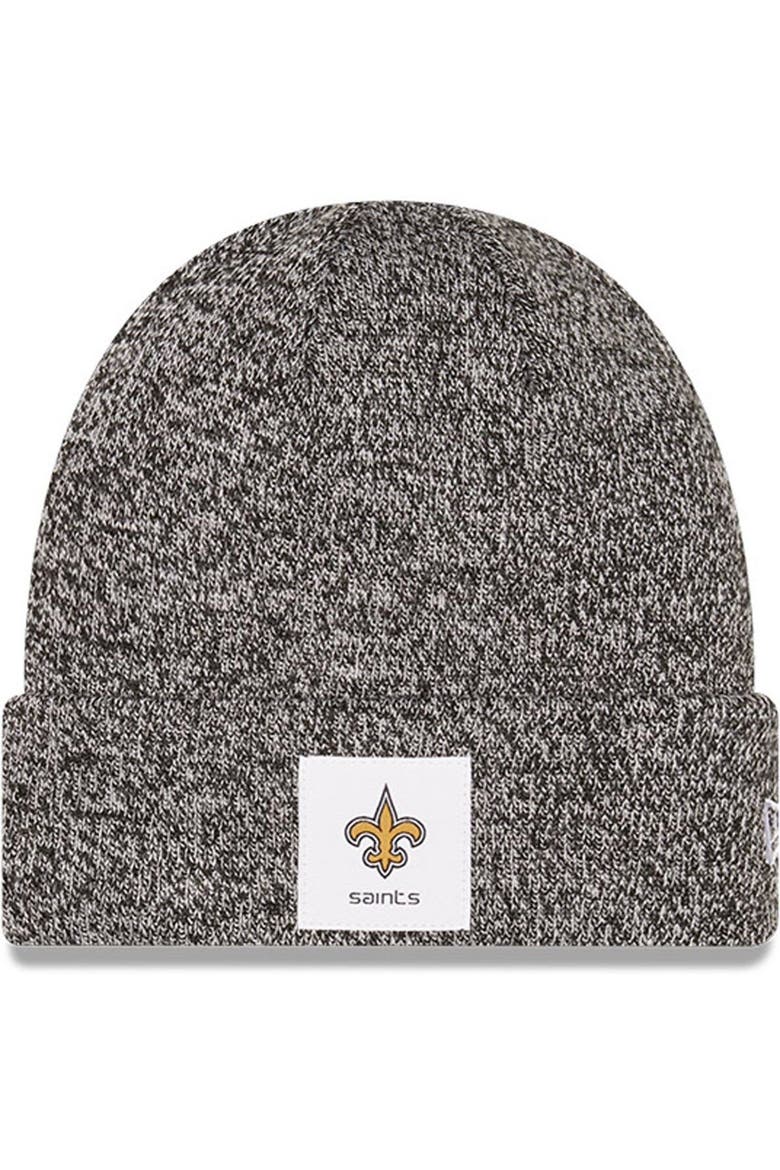 Men's New Era Heathered Black New Orleans Saints Hamilton Cuffed Knit Hat, Main, color, Heather Black