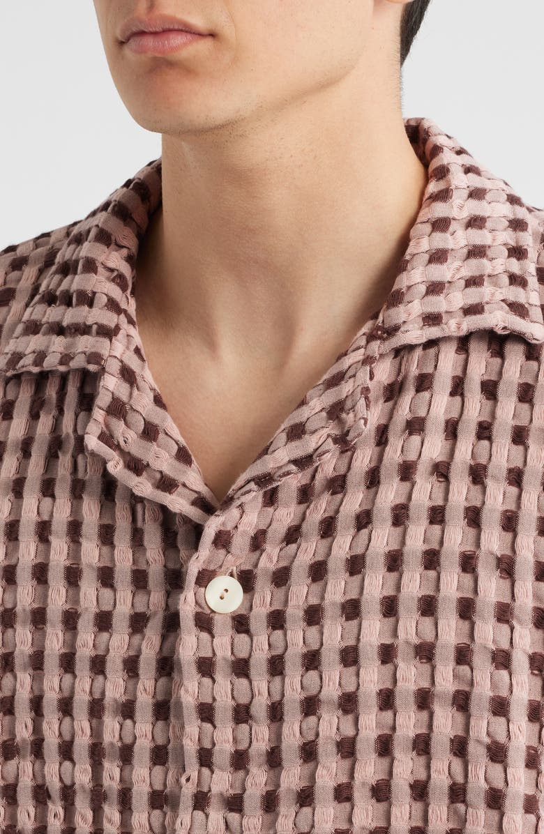 OAS Waffle Knit Camp Shirt, Alternate, color, Ferra Telle