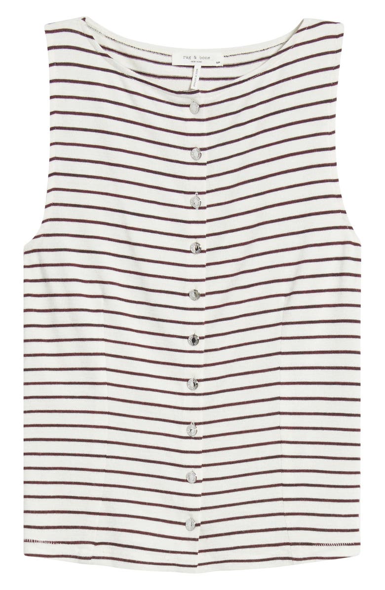 rag & bone The Knit Stripe Boat Neck Tank, Alternate, color, Brown Stripe