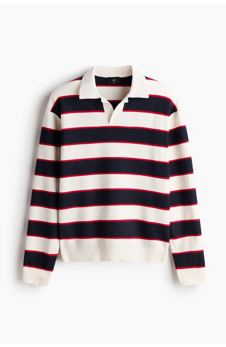 H&M Relaxed Fit Polo Shirt, Alternate, color, Navy Blue/Striped