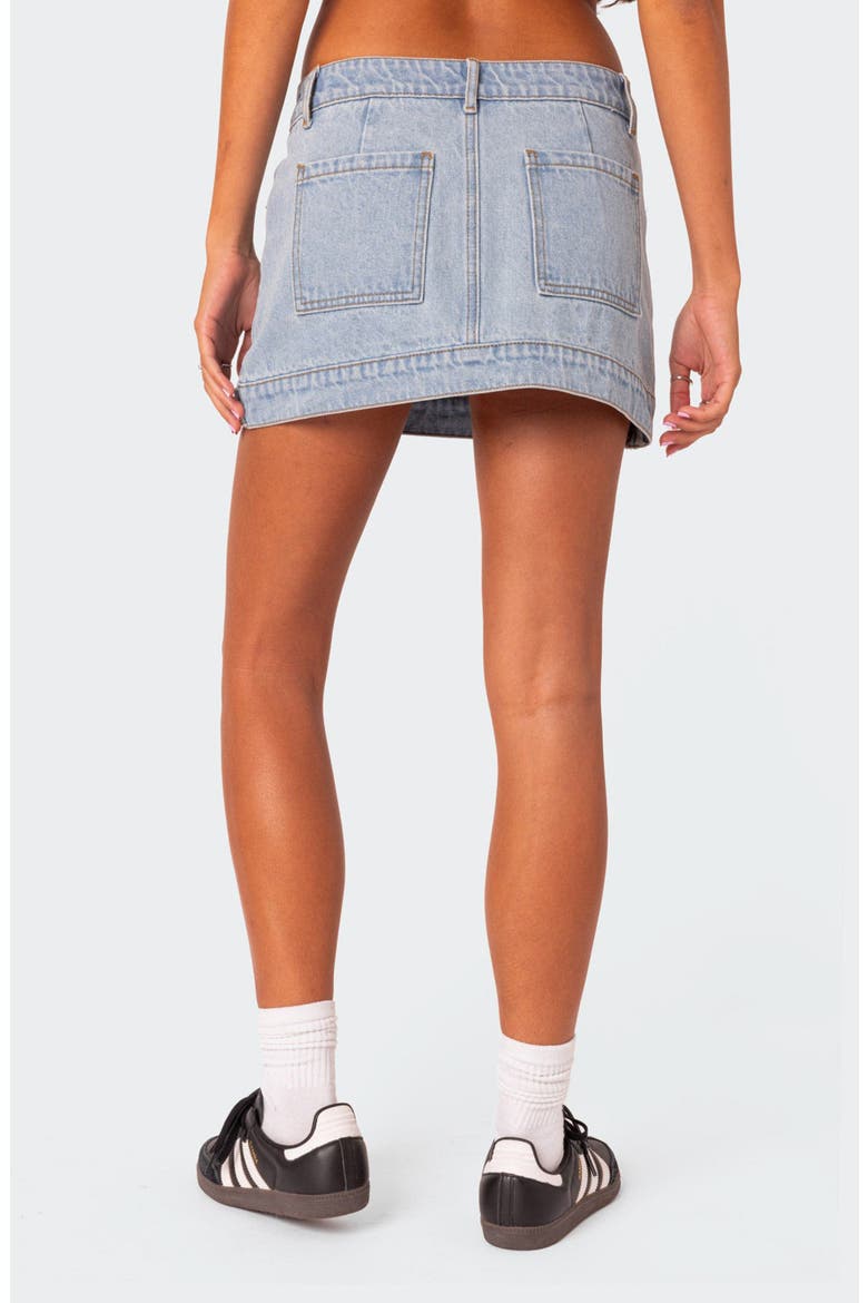 Foxx Low Rise Patch Pocket Denim Miniskirt, Alternate, color, LIGHT-BLUE