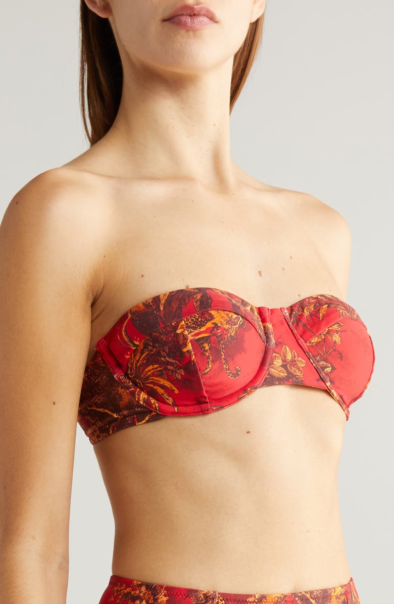 L'AGENCE Alexandria Red Jungle Structured Bikini Top, Alternate, color, Scarlet