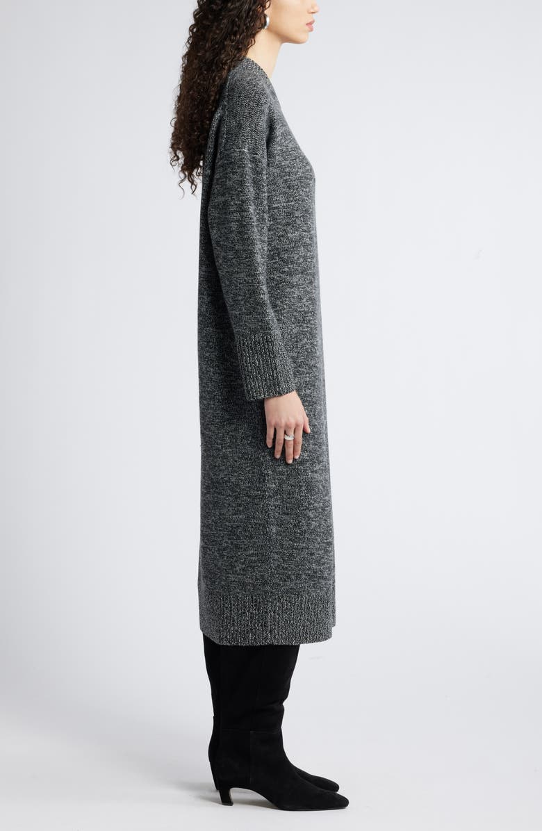 Nordstrom Long Sleeve Marled Wool Blend Sweater Dress, Alternate, color, Black- Ivory Marl