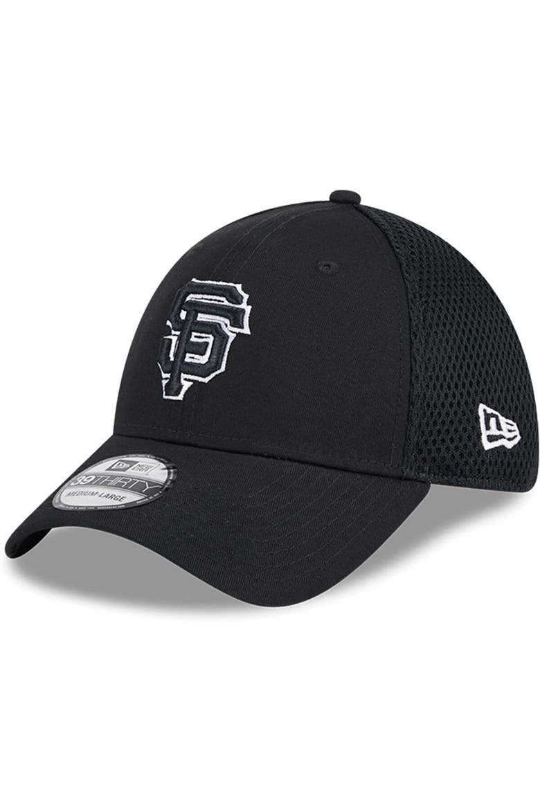 Men's New Era San Francisco Giants Evergreen Black & White Neo 39THIRTY Flex Hat, Main, color, Black