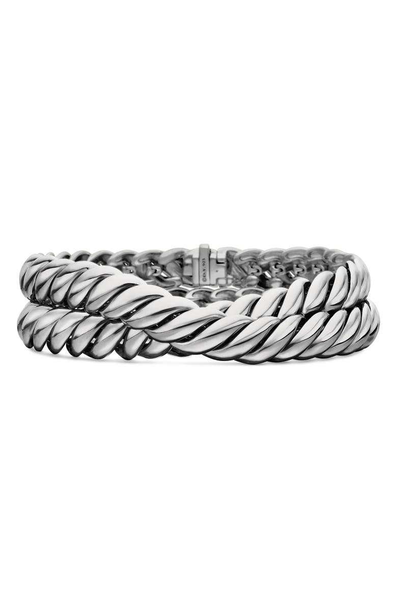 David Yurman Sculpted Cable Double Wrap Bracelet in Sterling Silver, 8.5mm, Main, color, 