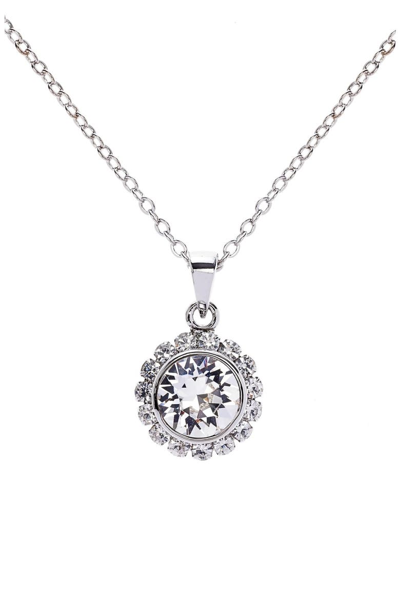 Ted Baker London 'Sela' Crystal Pendant Necklace, Main, color, SILVER/CRYSTAL