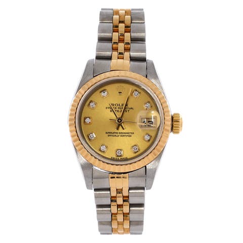 Oyster Perpetual Datejust Automatic Watch Stainless Steel and Yellow Gold with Diamond Markers 26