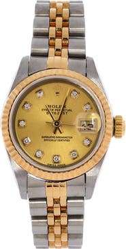 Pre-Owned Rolex Oyster Perpetual Datejust Automatic Watch Stainless Steel and Yellow Gold with Diamond Markers 26