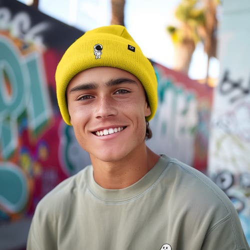 Dalix Astronaut Beanie In Yellow
