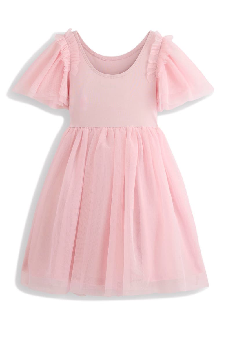 Kids' Appliqué Tulle & Cotton Knit Dress, Alternate, color, FRENCH PINK BALLET SHOES