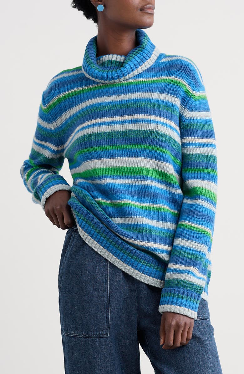 Seasalt Cornwall Braque Stripe Turtleneck Wool Blend Sweater, Main, color, Concertina Shore Multi