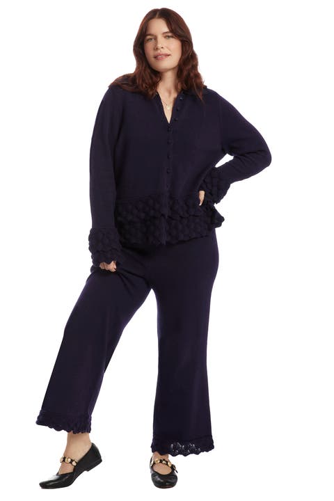 Ruffled Peplum Cardigan Sweater